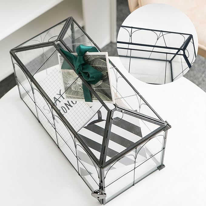 Wedding Card Box with Slot, 12.6'' Large Glass Card Boxes - Image 4