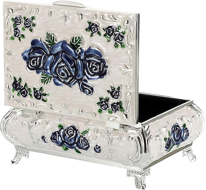 Hipiwe Vintage Metal Jewelry Box Small Treasure Chest Case Trinket Organizer - Image 9