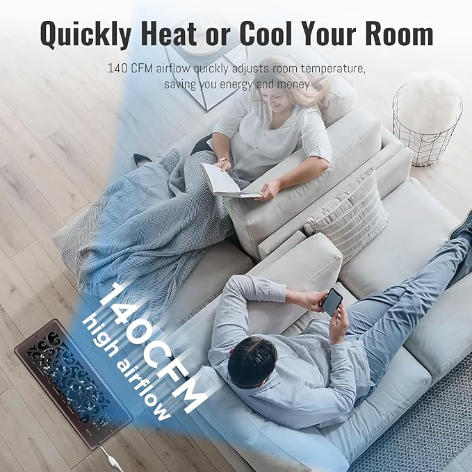 Register Booster Fan for 4" x 12" Register Holes, Quiet Vent Fan Booster - Image 5