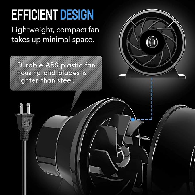 HealSmart 4 Inch 195 CFM Exhaust Inline Vent Booster Blower and 25 Feet - Image 6