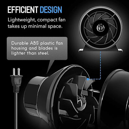 HealSmart 4 Inch 195 CFM Exhaust Inline Vent Booster Blower and 25 Feet - Image 6