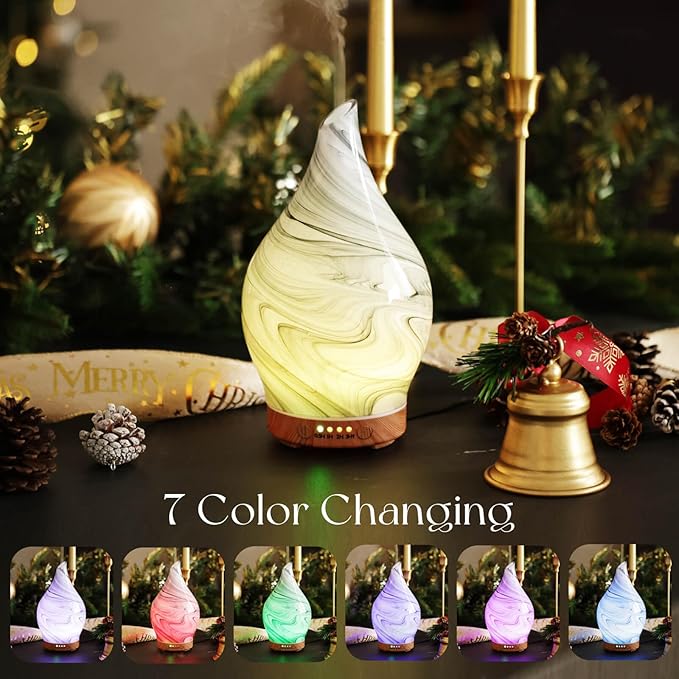 Porseme 150ml Essential Oil Diffuser Glass Color Changing Aroma Air Diffusers - Image 2