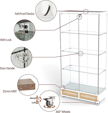 Yoluckea 4 Tier Glass Display Cabinet - Image 5
