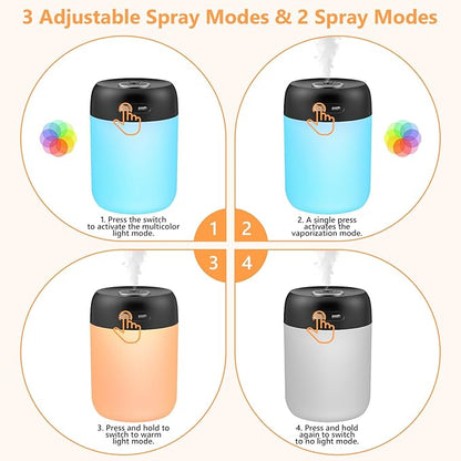 Portable Small Humidifier, 650ml Colorful Mini Humidifier - Image 4