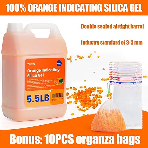 5.5LBS Silica Gel Desiccant Beads, Premium Color Indicating Reusable Desiccant - Image 2