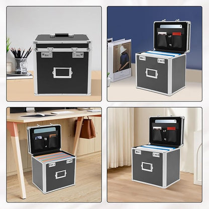 Aluminum Alloy File Organizer Box, 13.8x10x13.4in Portable File Box - Image 5