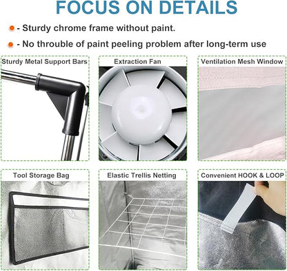 48"x48"x83" Grow Tent Kit, Indoor Grow Tent Complete System High Reflective - Image 5