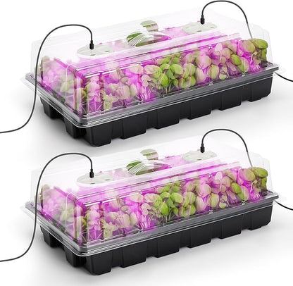 MIXC Seed Starter Tray with Lights, 2 Packs Mini Propagator Plant Grow Kit by MIXC