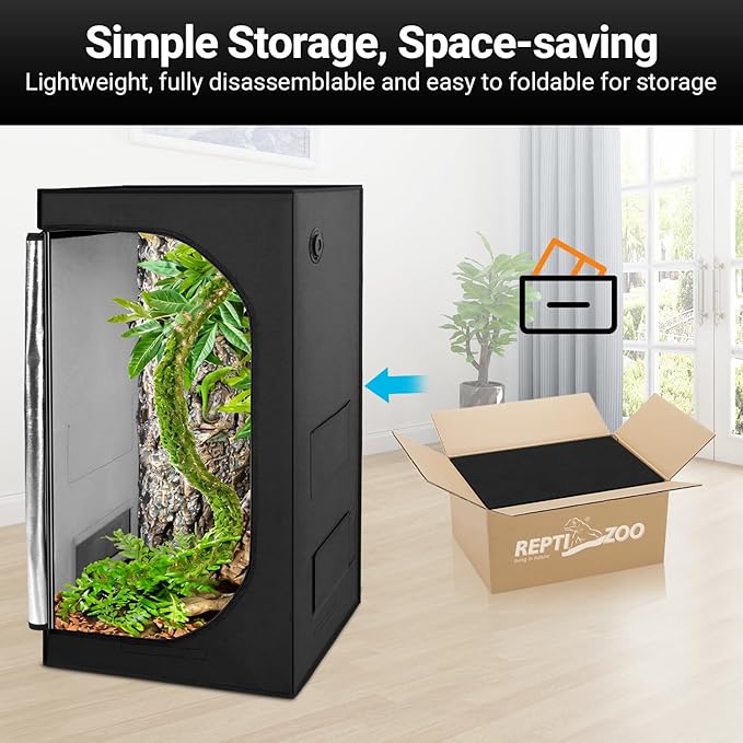 REPTIZOO 120 Gallon Reptile Tent Habitat 24"x24"x48" High Reflective Reptile - Image 8
