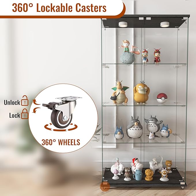 Yoluckea 4-Tier Glass Display Cabinet - Image 5