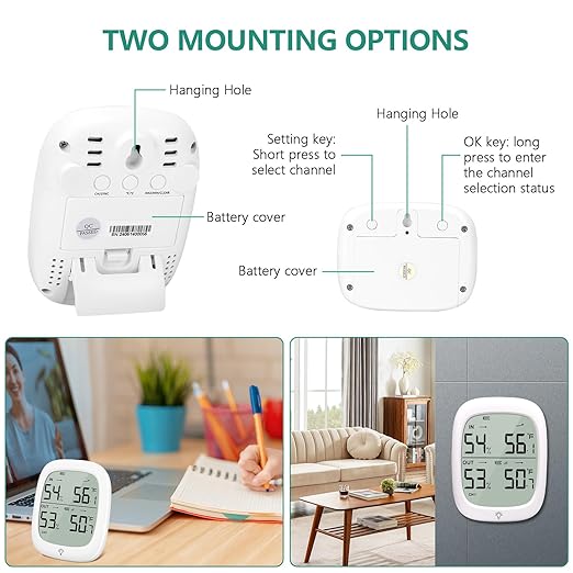 Indoor Outdoor Thermometer Wireless, Outside Digital Thermometer Humidity - Image 7