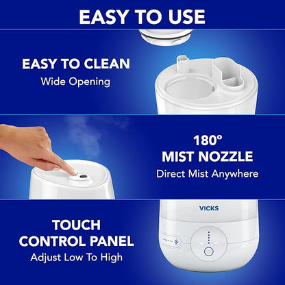 Vicks FilterFree Plus Cool Mist Plus Humidifier, Medium Room –Filter-Free Cool - Image 6