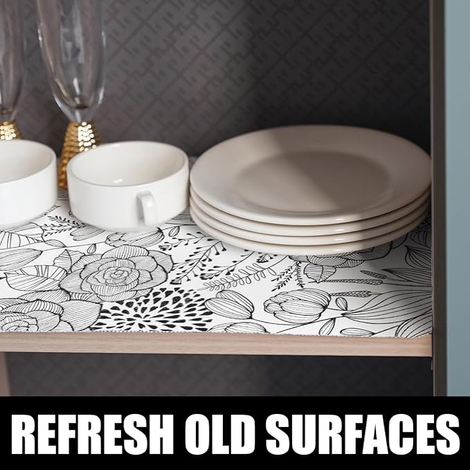 Floral Drawer and Shelf Liner for Kitchen 12IN x 20FT, Non-Adhesive and Strong - Image 2