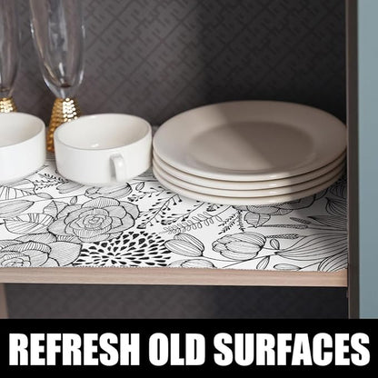 Floral Drawer and Shelf Liner for Kitchen 12IN x 20FT, Non-Adhesive and Strong - Image 2
