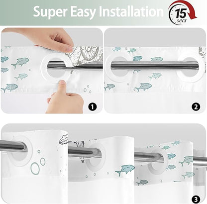 Extra Long No Hook Shower Curtain - Image 6