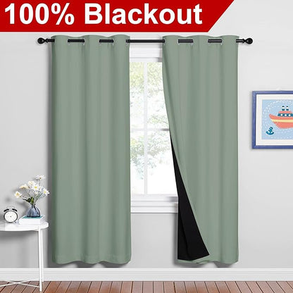NICETOWN 100% Blackout Window Curtain Panels, Full Light Blocking Drapes - Image 2