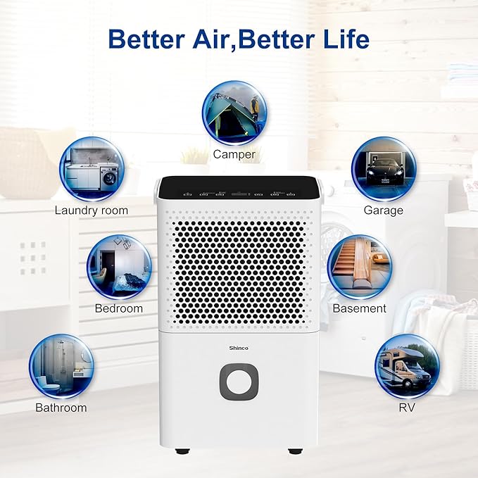 Shinco 30 Pints Dehumidifier for Home and Basements, 1500 Sq.Ft Dehumidifiers - Image 8