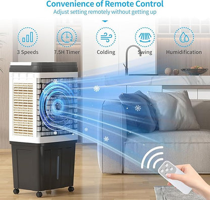 TABU 2953CFM Evaporative Air Cooler, 3-in-1 Portable Swamp Cooler - Image 4