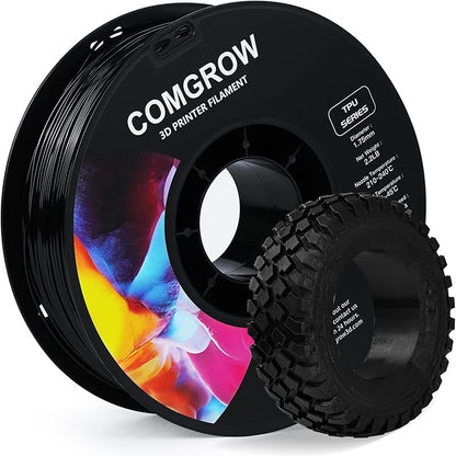 Comgrow TPU Filament, 95A Soft TPU Flexible 3D Printer Filament Black 1kg by Comgrow