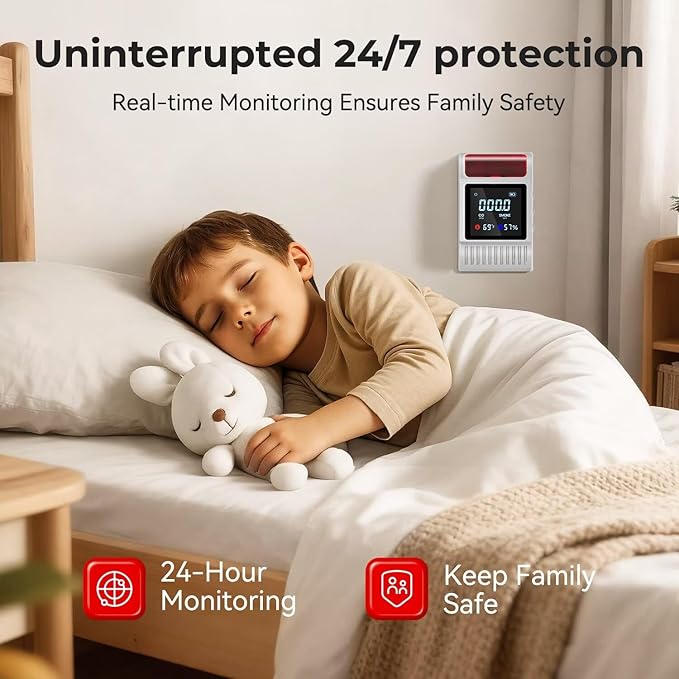 5-in-1 Smoke and Carbon Monoxide Detectors Plug in, Smoke Detector - Image 4