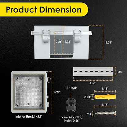 Waterproof Electrical Junction Box, IP67 Plastic Weatherproof Electrical - Image 3