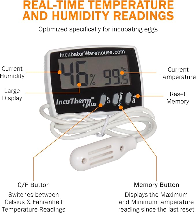 Incubator Warehouse IncuTherm™ Plus Digital Thermometer and Hygrometer - Image 4