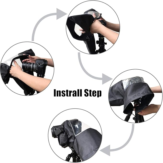 WANBY Waterproof Camera Rain Cover Professional Soft Black Camera Rain Covers - Image 4