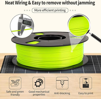 PLA Filament 1.75mm Sun Glare Lime Green 1KG, Clog-Free 3D Printer Filament - Image 3