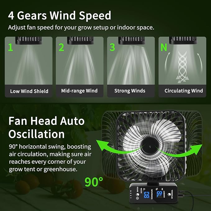 Grow Tent Fan 6”, LCD Display - Image 4
