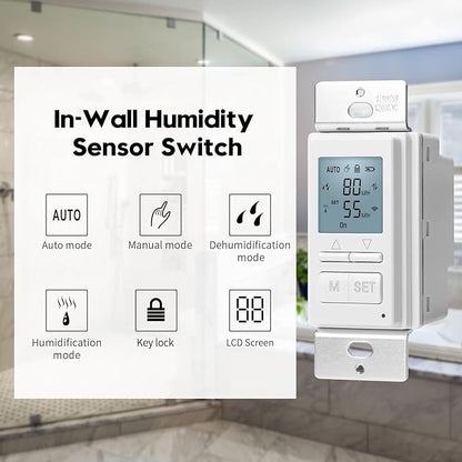 Ortis New 2024! Humidity Sensor Switch, in-Wall Bathroom Fan Automated Control - Image 2