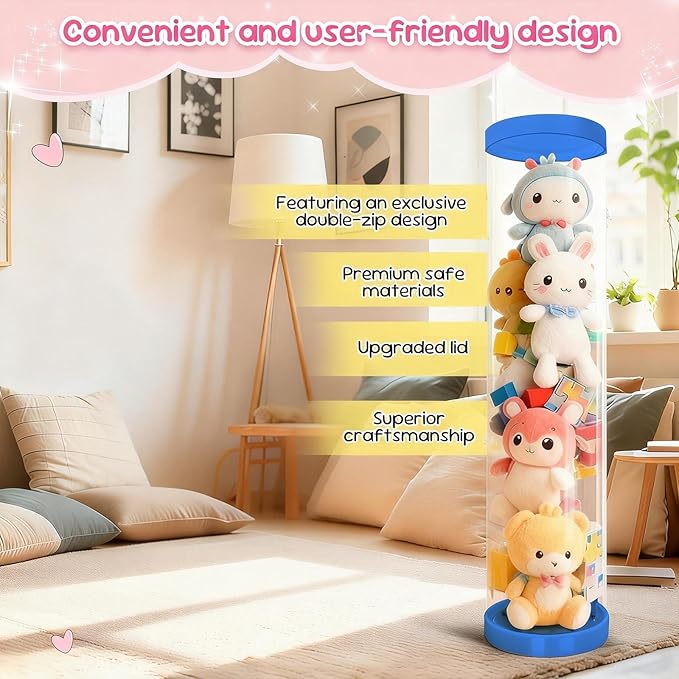 Stuffed Animal Storage Tube, 47x11 Inch Large Capacity Toy Storage Organizer - Image 3