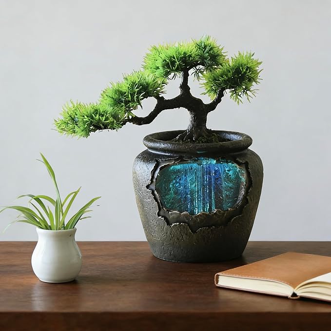 12Inch Fake Bonsai Tree Small Waterfall Fountain Indoor Tabletop Decoration - Image 9