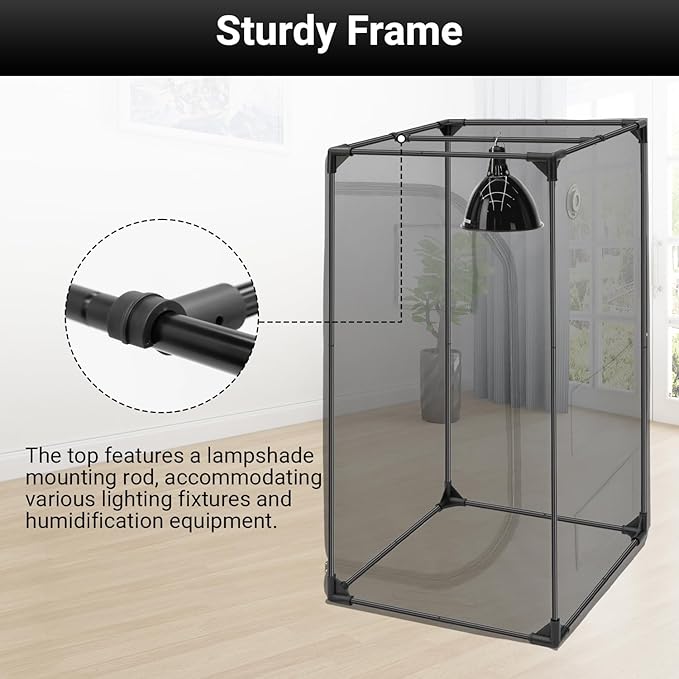 REPTIZOO 120 Gallon Reptile Tent Habitat 24"x24"x48" High Reflective Reptile - Image 6