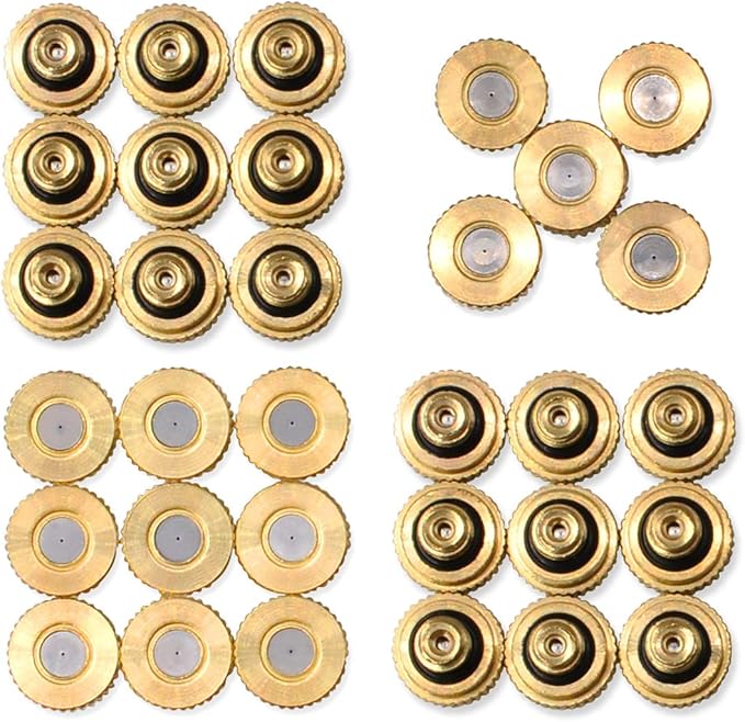 32 Pack- Brass Misting Nozzles For Outdoor Cooling System, 0.012” Orifice 10/24 by Aootech