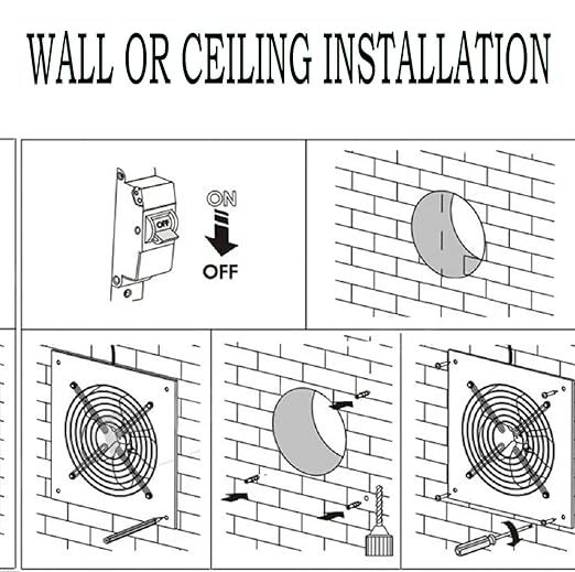 8 inch Exhaust Fan Wall Mounted Garage Ventilation Fan, 500CFM Metal Attic - Image 6