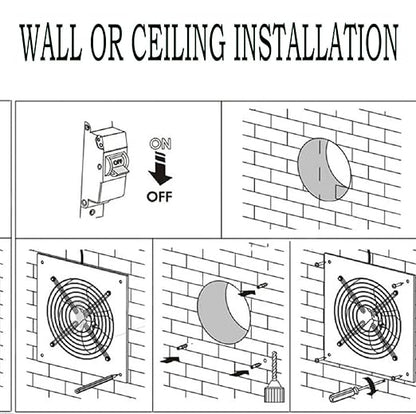 8 inch Exhaust Fan Wall Mounted Garage Ventilation Fan, 500CFM Metal Attic - Image 6