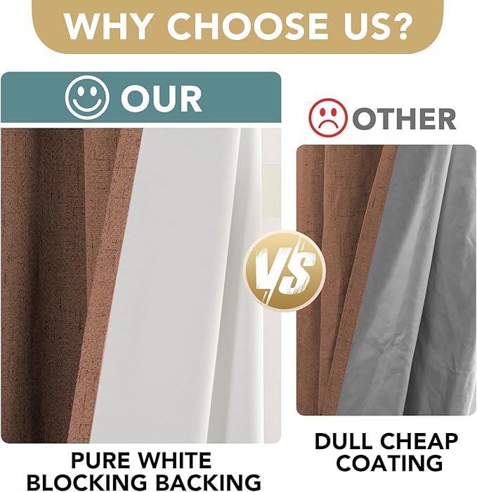 H.VERSAILTEX White Linen Blackout Curtains Durable Thick Textured Linen Look - Image 3