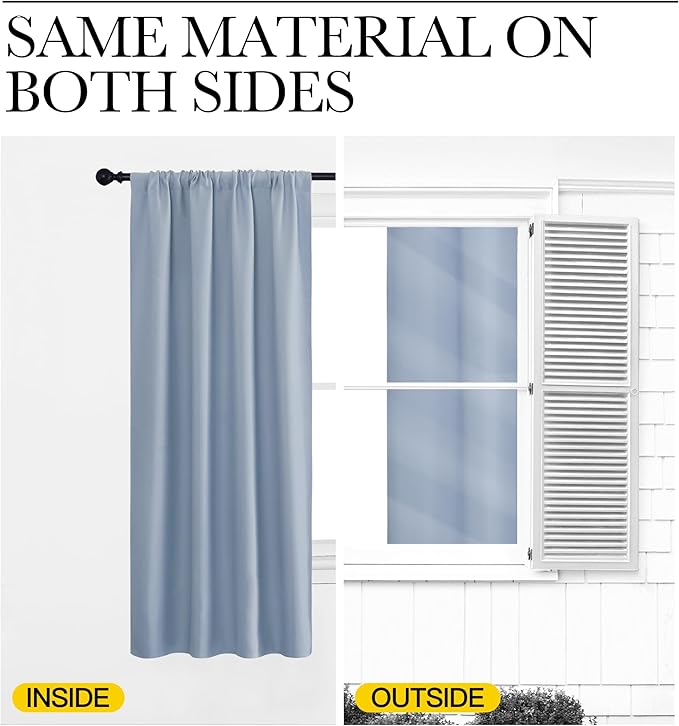 NICETOWN Bedroom Curtains Blackout Draperies, Vintage Blue, 1 Pair, 34-inch W x - Image 5