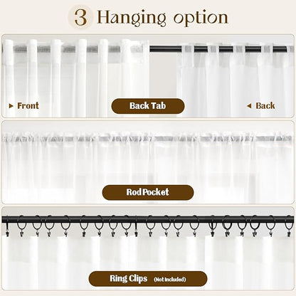 Dreaming Casa White Sheer Curtains 96 Inches Long, Rod Pocket & Back Tab Light - Image 8