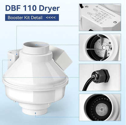 Dryer Booster Fan with Auto On/Off Pressure Sensor-4” DBF 110 Inline Dryer Vent - Image 3