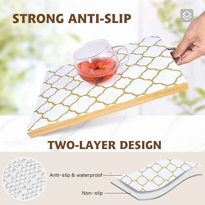 Shelf Liners for Kitchen Cabinets 17in x 20FT Non Adhesive Drawer Liner Gold - Image 2