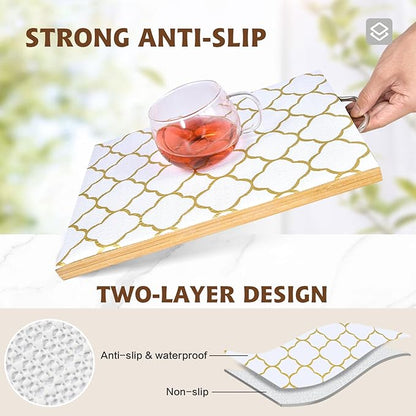 Shelf Liners for Kitchen Cabinets 17in x 20FT Non Adhesive Drawer Liner Gold - Image 2
