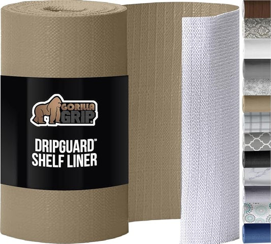 GORILLA GRIP DripGuard Shelf Liner, Non-Adhesive Drawer and Kitchen Cabinet by GorillaGrip