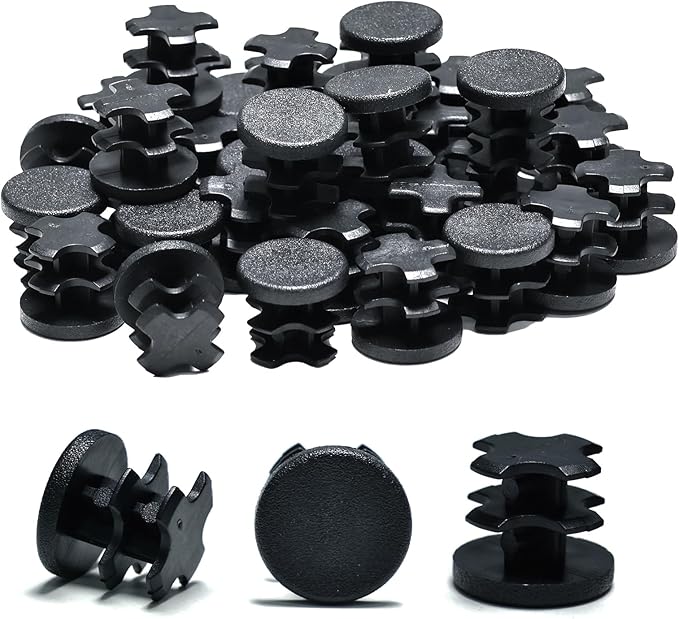 1/2" Plastic Hole Plugs Black -Round Chair Leg Caps, Flush Mount Pipe Plugs by EASYEAH