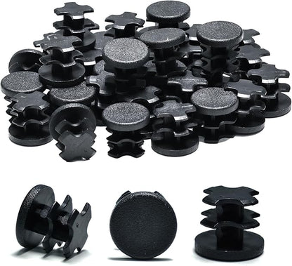 1/2" Plastic Hole Plugs Black -Round Chair Leg Caps, Flush Mount Pipe Plugs by EASYEAH