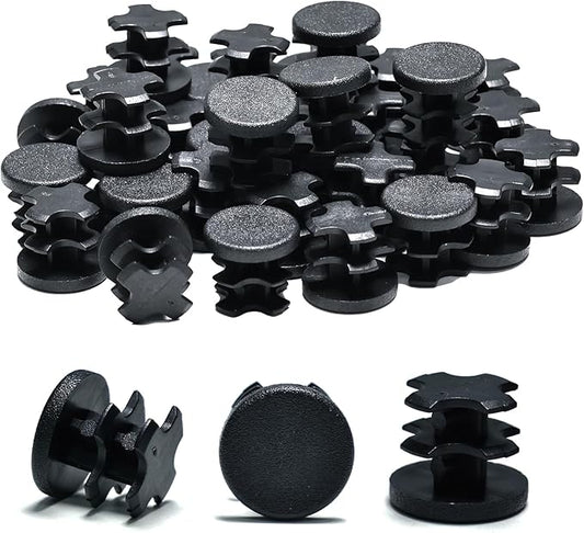 1/2" Plastic Hole Plugs Black -Round Chair Leg Caps, Flush Mount Pipe Plugs by EASYEAH