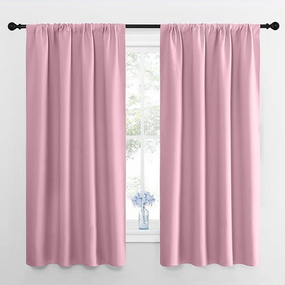 NICETOWN Window Curtains for Bedroom, Rouge Pink, 2 Panels, W42 x L48 -Inch by NICETOWN