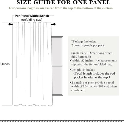 RYB HOME 100% Blackout Flax Linen Curtains 90 Inch Long, Light Block and - Image 7