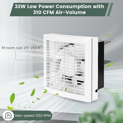 8" Shutter Exhaust Fan, 310CFM Window or Wall Mount Ventilation Fan - Image 8