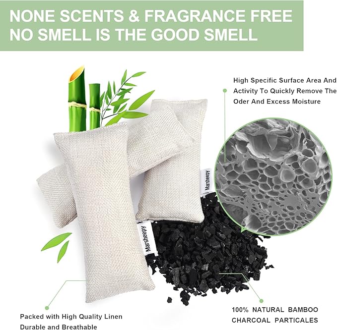12 Pack Bamboo Charcoal Shoe Deodorizer Bags，Shoe Odor Eliminator, Charcoal Air - Image 2